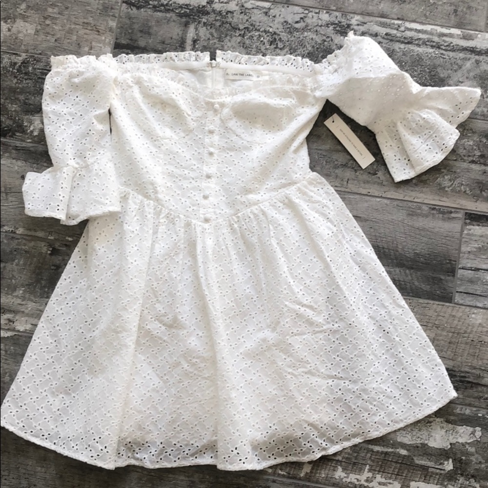 Lani The Label eyelet off shoulder dress